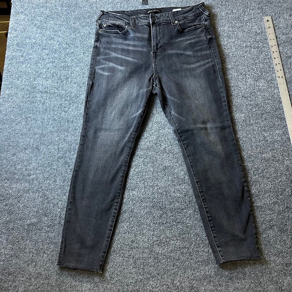 True Religion Jeans Womens Size 34 Black Colette HighRise Tapered Skinny Raw Hem